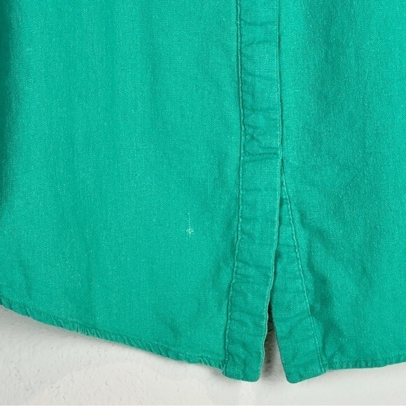 Ellen Tracy Teal Linen Viscose Zipper Neck Top S - Picture 8 of 10